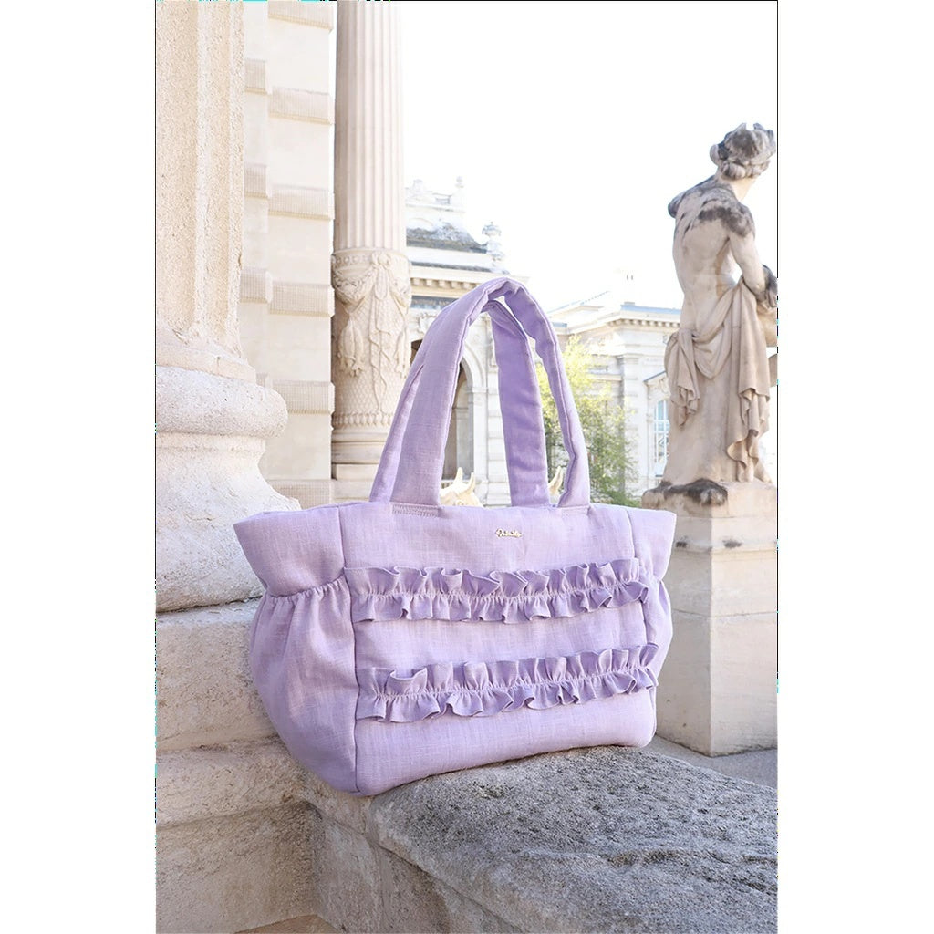 ミムット mimtto Sherbet Linen Ruffle Bag - Sサイズ【小型犬 犬用 バッグ トートバック 鞄 かばん セレブ】