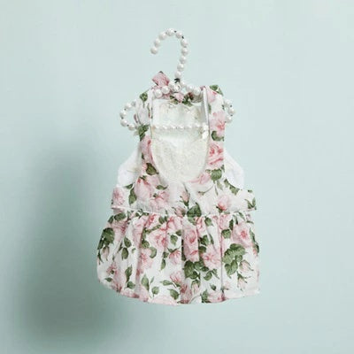 ルイスドッグ louisdog Carline Rose Layered Dress TEE【小型犬 犬服 ドッグウエア トップス Tシャツ ワンピース スカート ドレス セット セレブ】