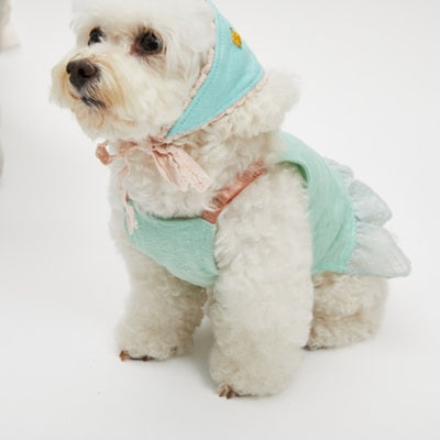 ルイスドッグ louisdog Mint Breeze TEE & Scarf【小型犬 犬服 ドッグウエア トップス Tシャツ スカーフ セット セレブ】
