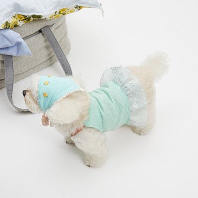 ルイスドッグ louisdog Mint Breeze TEE & Scarf【小型犬 犬服 ドッグウエア トップス Tシャツ スカーフ セット セレブ】