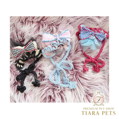 パリエロ PARIERO ニットヘッドドレス - リボン [受注生産]【小型犬 犬用 アクセサリー ヘッドドレス リボン セレブ】