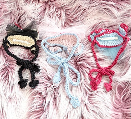 パリエロ PARIERO ニットヘッドドレス - リボン [受注生産]【小型犬 犬用 アクセサリー ヘッドドレス リボン セレブ】