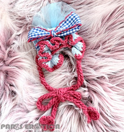 パリエロ PARIERO ニットヘッドドレス - リボン [受注生産]【小型犬 犬用 アクセサリー ヘッドドレス リボン セレブ】