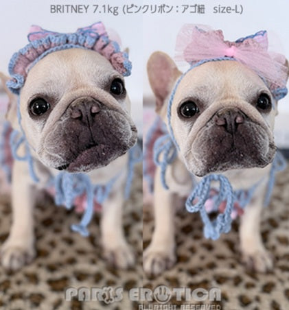 パリエロ PARIERO ニットヘッドドレス - リボン [受注生産]【小型犬 犬用 アクセサリー ヘッドドレス リボン セレブ】