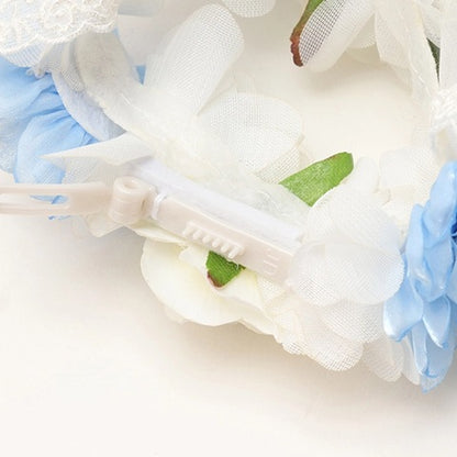 きゃんナナ CanNana 薔薇の国のアリスの花かんむり ブルー〈アリス〉7月下旬入荷予定 HD-036【小型犬 犬用 ヘアアクセサリー ヘアアクセ かんむり】