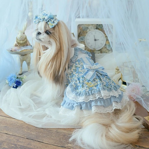 きゃんナナ CanNana 薔薇の国のアリスワンピース ブルー 1187【小型犬 犬服 ドッグウエア ワンピース ドレス スカート】