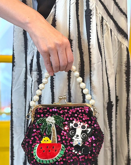 J&Kアニマルズ J&K animals 2WAYガマ口 スパンコールBag【オーナー用 ママ用 ポーチ 小物入れ 収納 便利グッズ】