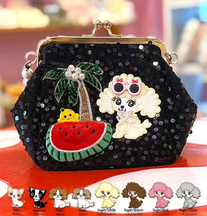 J&Kアニマルズ J&K animals 2WAYガマ口 スパンコールBag【オーナー用 ママ用 ポーチ 小物入れ 収納 便利グッズ】