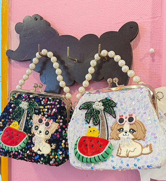 J&Kアニマルズ J&K animals 2WAYガマ口 スパンコールBag【オーナー用 ママ用 ポーチ 小物入れ 収納 便利グッズ】