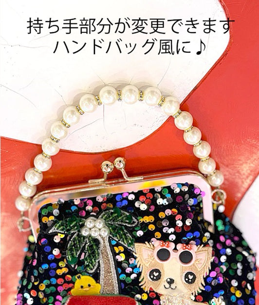J&Kアニマルズ J&K animals 2WAYガマ口 スパンコールBag【オーナー用 ママ用 ポーチ 小物入れ 収納 便利グッズ】