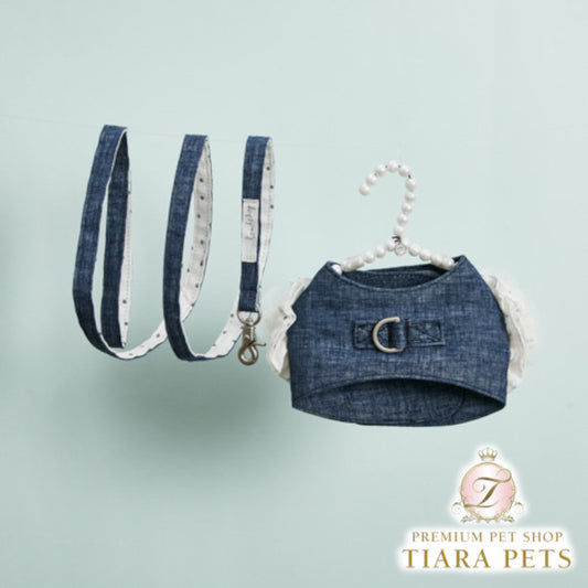 ルイスドッグ louisdog Walk With Me/Denim Dot【小型犬 犬用 ハーネス セット 一体型 お散歩 セレブ】