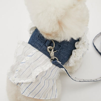ルイスドッグ louisdog Walk With Me/Denim Dot【小型犬 犬用 ハーネス セット 一体型 お散歩 セレブ】