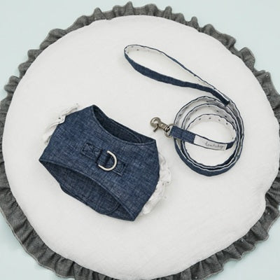ルイスドッグ louisdog Walk With Me/Denim Dot【小型犬 犬用 ハーネス セット 一体型 お散歩 セレブ】