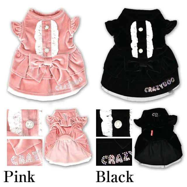 クレイジーブー CRAZYBOO ベロアメイドワンピ ☆9月下旬順次発送予約☆【ドッグウエア 犬服 ワンピース スカート ドレス トイプードル チワワ ダックス セレブ】