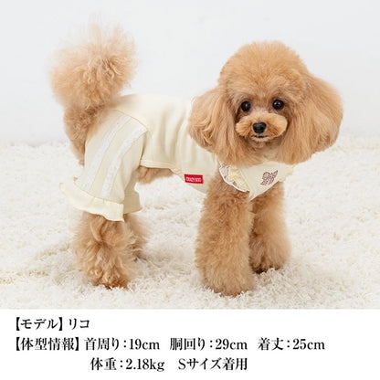 クレイジーブー CRAZYBOO 肩フリルラインジャージ ☆9月下旬順次発送予約☆【ドッグウエア 犬服 小型犬 つなぎ ロンパース ジャージ トイプードル チワワ ダックス セレブ】