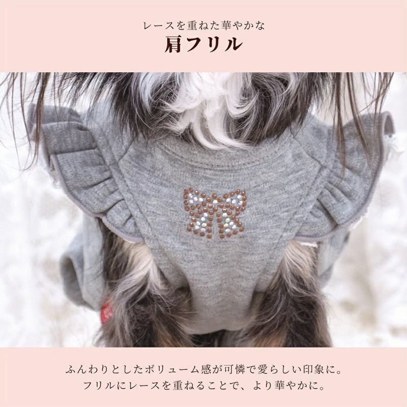 クレイジーブー CRAZYBOO 肩フリルラインジャージ ☆9月下旬順次発送予約☆【ドッグウエア 犬服 小型犬 つなぎ ロンパース ジャージ トイプードル チワワ ダックス セレブ】