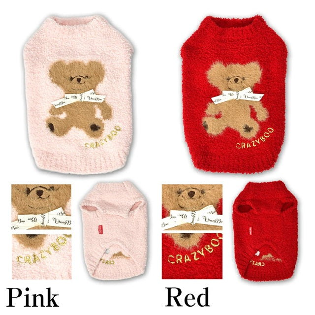 クレイジーブー CRAZYBOO クマ刺繍マシュマロニット ☆9月下旬順次発送予約☆【ドッグウエア 犬服 小型犬 トップス ニット セーター トイプードル チワワ ダックス セレブ】
