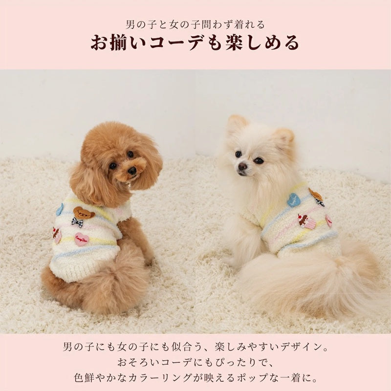 クレイジーブー CRAZYBOO ワッペンマシュマロニット ☆9月下旬順次発送予約☆【ドッグウエア 犬服 小型犬 トップス ニット セーター トイプードル チワワ ダックス セレブ】