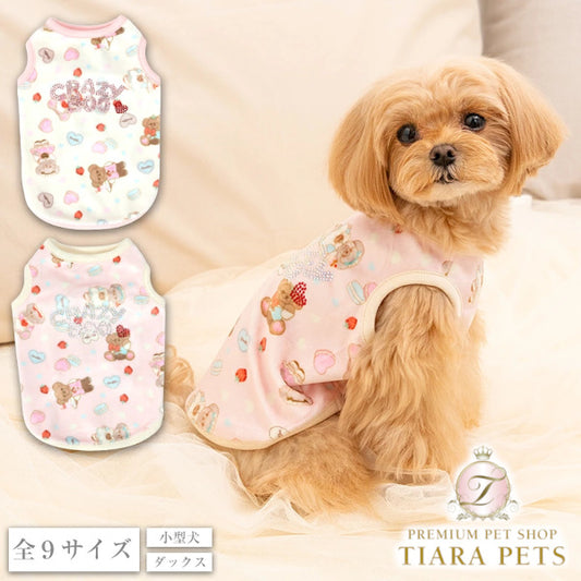 クレイジーブー CRAZYBOO ベロアクマプリントタンク ☆9月下旬順次発送予約☆【ドッグウエア 犬服 小型犬 トップス タンクトップ ノースリーブ トイプードル チワワ ダックス セレブ】