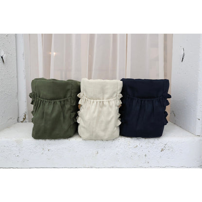 ミムット mimtto Side Pocket Linen Ruffle Bag - Sサイズ☆予約品☆【小型犬 犬用 バッグ トートバック 鞄 かばん セレブ】