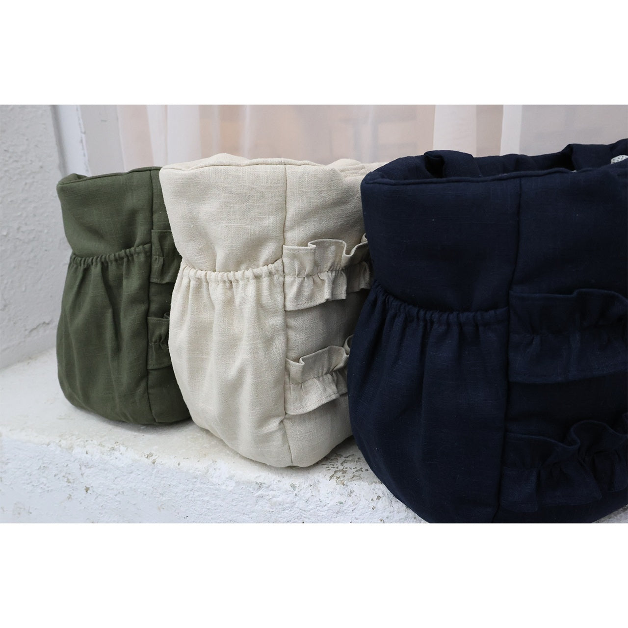 ミムット mimtto Side Pocket Linen Ruffle Bag - Mサイズ☆予約品☆【小型犬 犬用 バッグ トートバック 鞄 かばん セレブ】