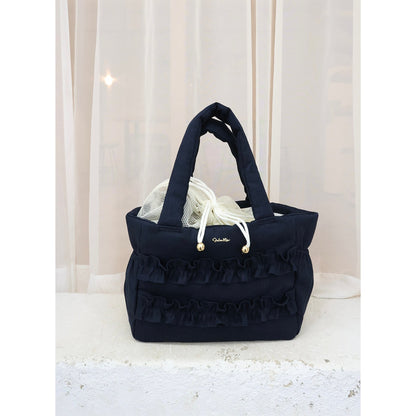 ミムット mimtto Side Pocket Linen Ruffle Bag - Mサイズ☆予約品☆【小型犬 犬用 バッグ トートバック 鞄 かばん セレブ】