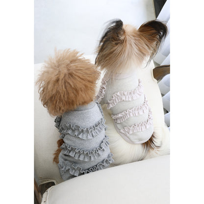 ミムット mimtto Shimmer Fleece Ruffle Tee ☆予約品☆【小型犬 犬服 トップス Tシャツ 半袖 セレブ】