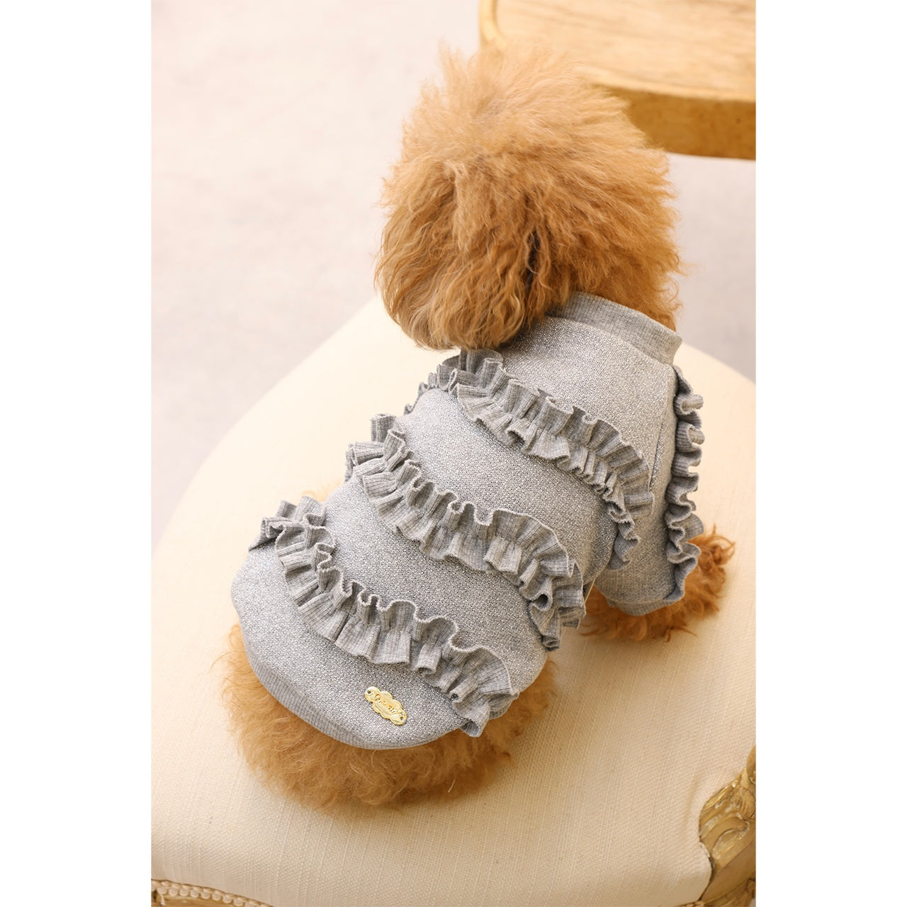 ミムット mimtto Shimmer Fleece Ruffle Tee ☆予約品☆【小型犬 犬服 トップス Tシャツ 半袖 セレブ】