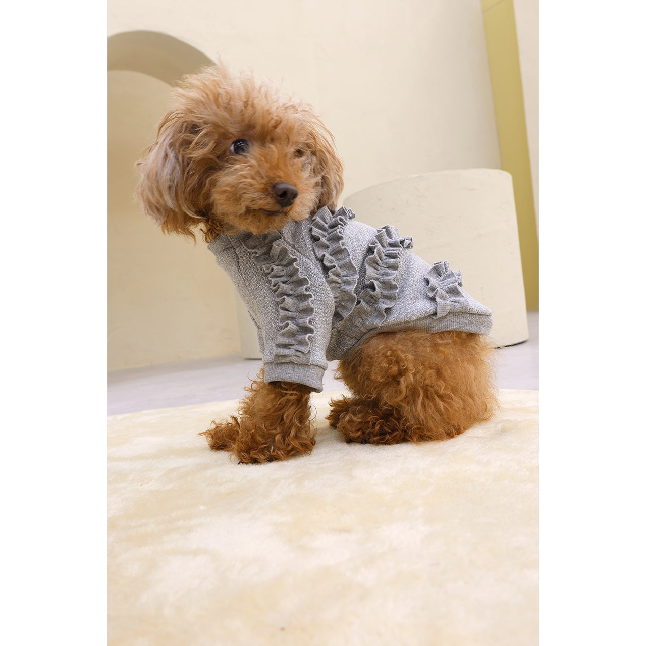 ミムット mimtto Shimmer Fleece Ruffle Tee ☆予約品☆【小型犬 犬服 トップス Tシャツ 半袖 セレブ】