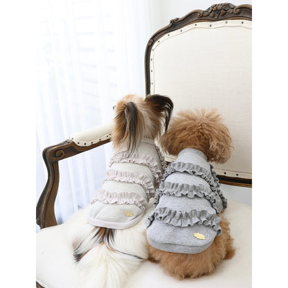 ミムット mimtto Shimmer Fleece Ruffle Tee ☆予約品☆【小型犬 犬服 トップス Tシャツ 半袖 セレブ】