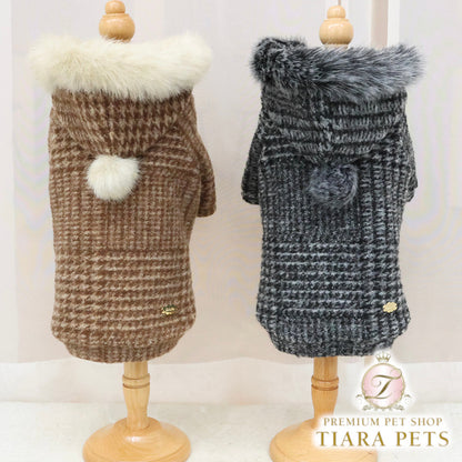 ミムット mimtto Plaid Fur Lined Hoodie ☆予約品☆【小型犬 犬服 トップス フーディ パーカー セレブ】