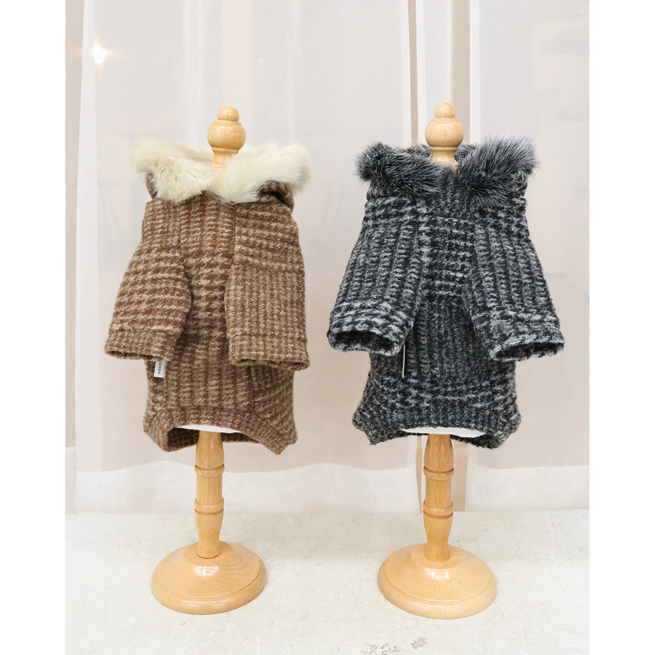 ミムット mimtto Plaid Fur Lined Hoodie ☆予約品☆【小型犬 犬服 トップス フーディ パーカー セレブ】