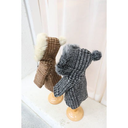 ミムット mimtto Plaid Fur Lined Hoodie ☆予約品☆【小型犬 犬服 トップス フーディ パーカー セレブ】