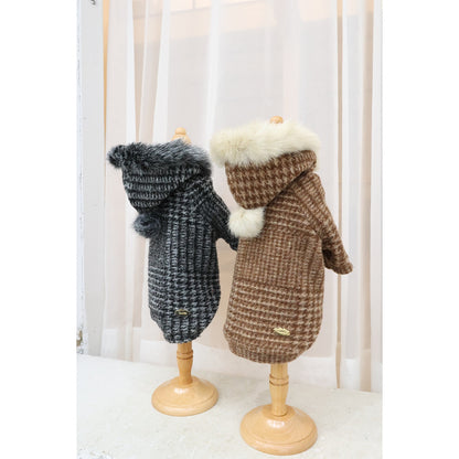 ミムット mimtto Plaid Fur Lined Hoodie ☆予約品☆【小型犬 犬服 トップス フーディ パーカー セレブ】