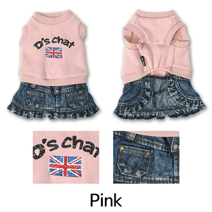 ディーズチャット D's CHAT イギリス刺しゅうワンピ ☆9月下旬順次発送☆【犬服 ドッグウェア ワンピース スカート ドレス セレブ】