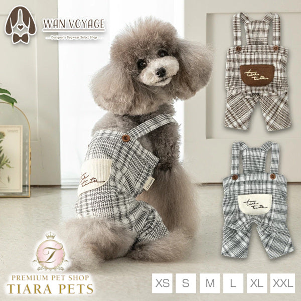 ティノティート TINOTITO チェック柄ポケット付ロンパース ☆9月下旬順次発送☆【小型犬 犬服 ドッグウェア ロンパース つなぎ ズボン】