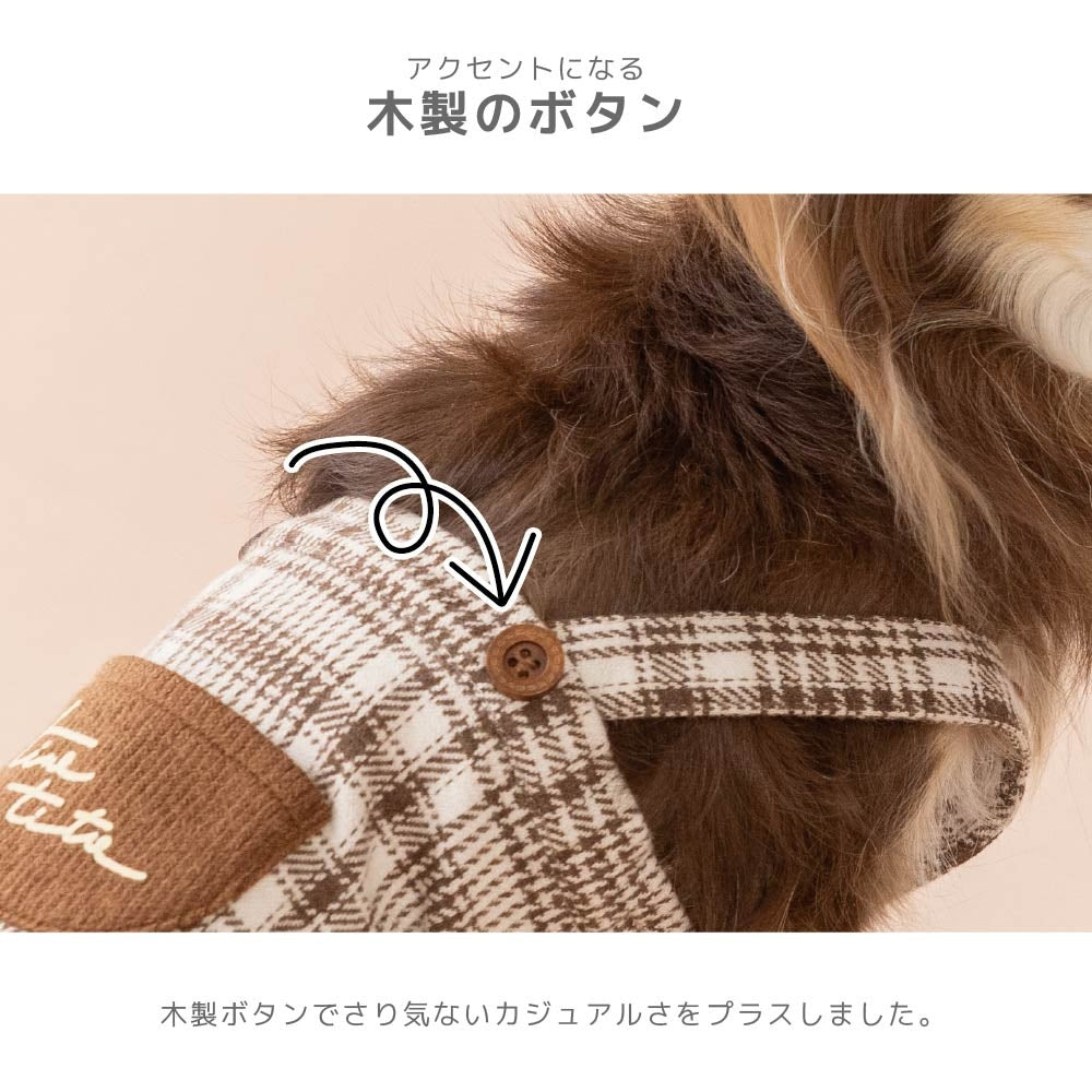 ティノティート TINOTITO チェック柄ポケット付ロンパース ☆9月下旬順次発送☆【小型犬 犬服 ドッグウェア ロンパース つなぎ ズボン】