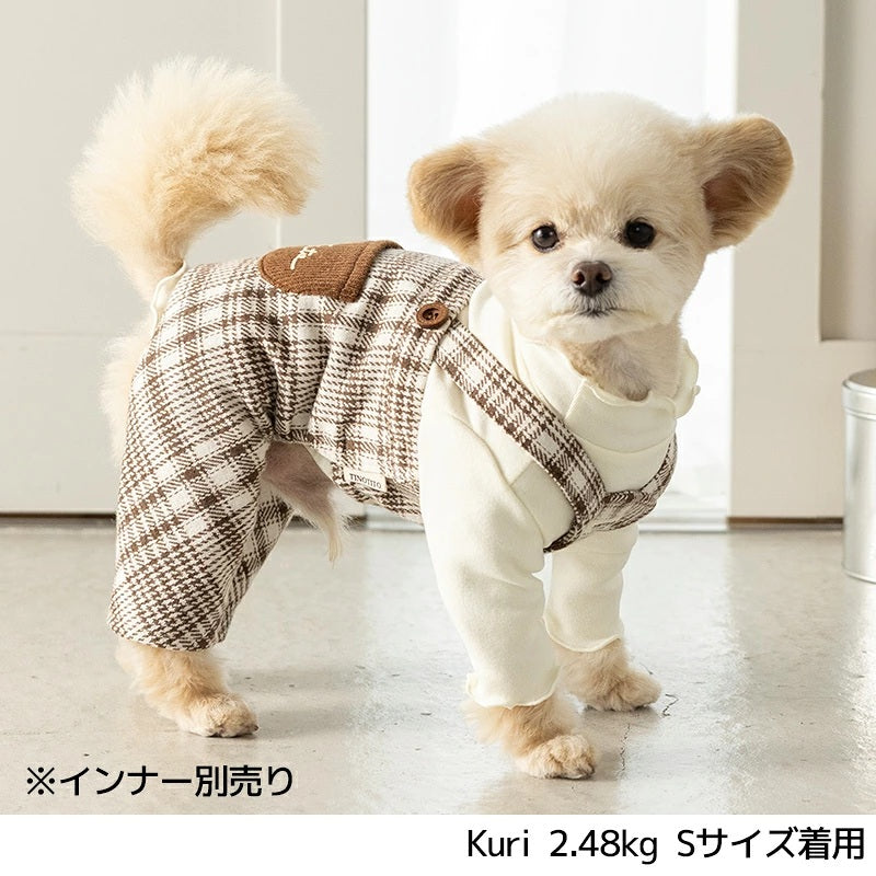 ティノティート TINOTITO チェック柄ポケット付ロンパース ☆9月下旬順次発送☆【小型犬 犬服 ドッグウェア ロンパース つなぎ ズボン】