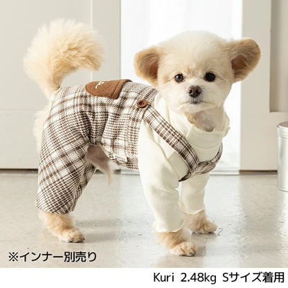 ティノティート TINOTITO チェック柄ポケット付ロンパース ☆9月下旬順次発送☆【小型犬 犬服 ドッグウェア ロンパース つなぎ ズボン】
