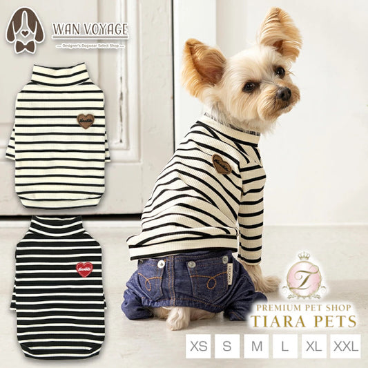 ティノティート TINOTITO ボーダーワッペンＴシャツ ☆9月下旬順次発送☆【小型犬 犬服 ドッグウェア トップス 長袖 Tシャツ カットソー】