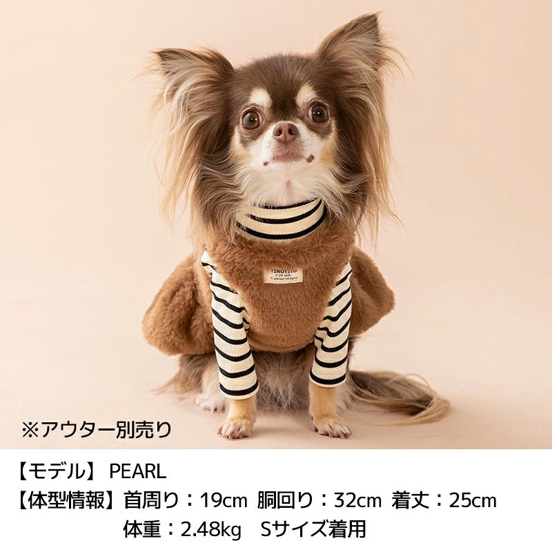 ティノティート TINOTITO ボーダーワッペンＴシャツ ☆9月下旬順次発送☆【小型犬 犬服 ドッグウェア トップス 長袖 Tシャツ カットソー】