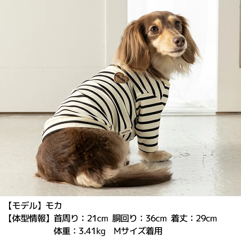 ティノティート TINOTITO ボーダーワッペンＴシャツ ☆9月下旬順次発送☆【小型犬 犬服 ドッグウェア トップス 長袖 Tシャツ カットソー】