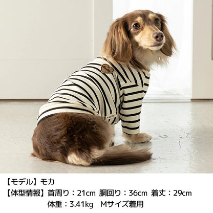 ティノティート TINOTITO ボーダーワッペンＴシャツ ☆9月下旬順次発送☆【小型犬 犬服 ドッグウェア トップス 長袖 Tシャツ カットソー】
