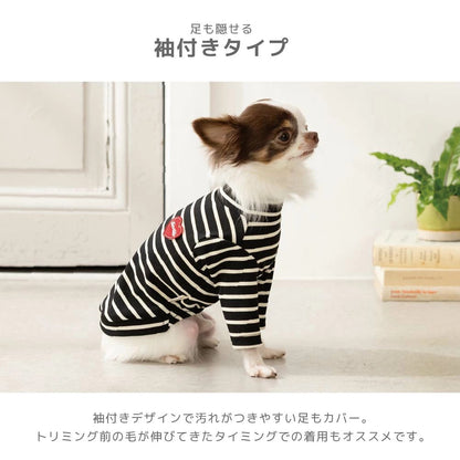 ティノティート TINOTITO ボーダーワッペンＴシャツ ☆9月下旬順次発送☆【小型犬 犬服 ドッグウェア トップス 長袖 Tシャツ カットソー】
