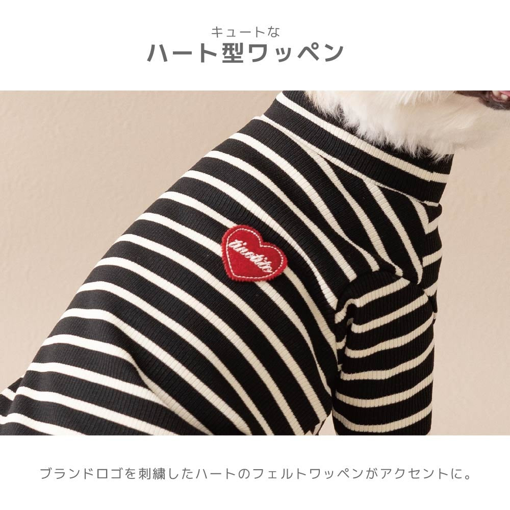 ティノティート TINOTITO ボーダーワッペンＴシャツ ☆9月下旬順次発送☆【小型犬 犬服 ドッグウェア トップス 長袖 Tシャツ カットソー】