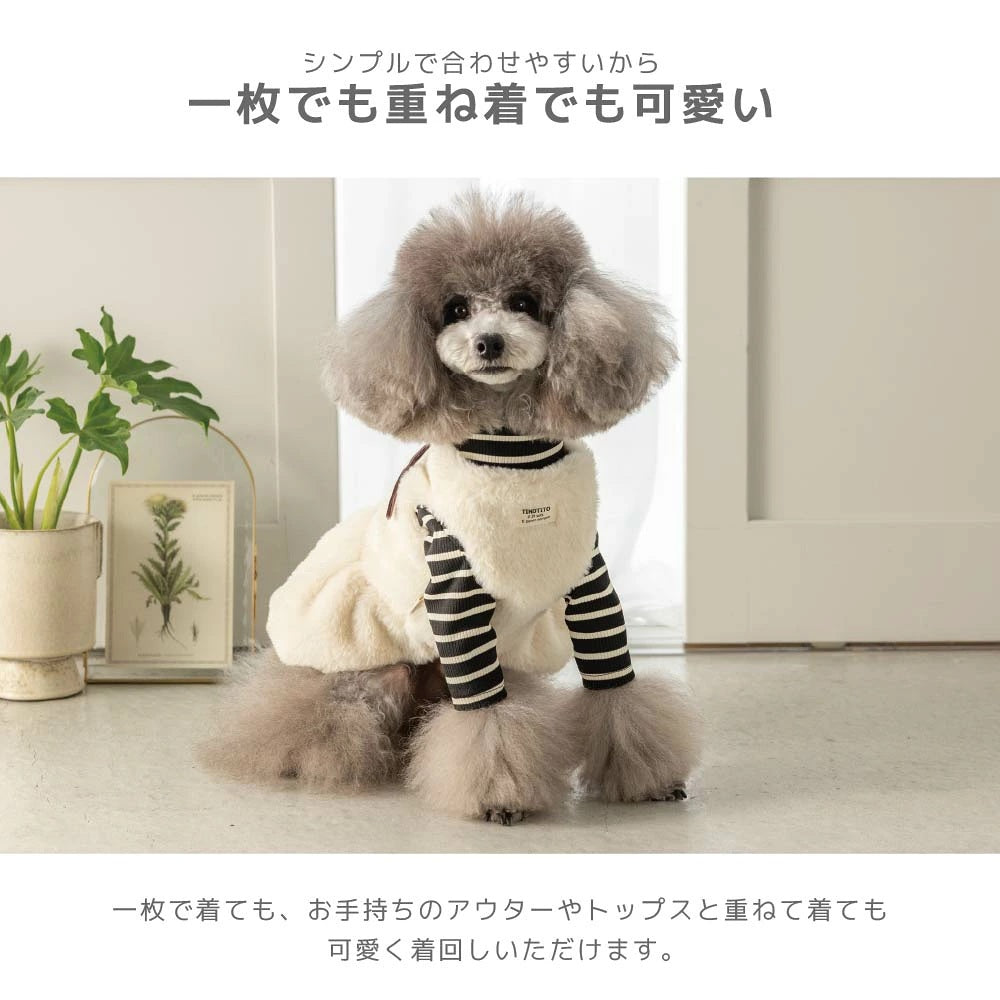 ティノティート TINOTITO ボーダーワッペンＴシャツ ☆9月下旬順次発送☆【小型犬 犬服 ドッグウェア トップス 長袖 Tシャツ カットソー】