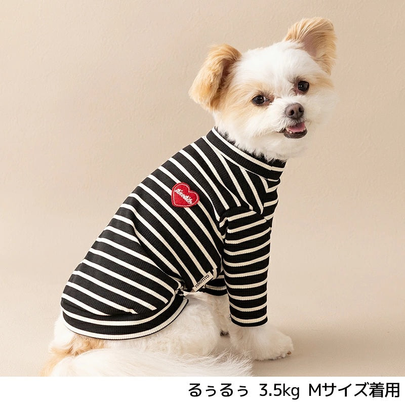 ティノティート TINOTITO ボーダーワッペンＴシャツ ☆9月下旬順次発送☆【小型犬 犬服 ドッグウェア トップス 長袖 Tシャツ カットソー】