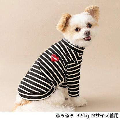 ティノティート TINOTITO ボーダーワッペンＴシャツ ☆9月下旬順次発送☆【小型犬 犬服 ドッグウェア トップス 長袖 Tシャツ カットソー】