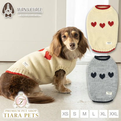 ティノティート TINOTITO ハートモチーフニット ☆9月下旬順次発送☆【小型犬 犬服 ドッグウェア トップス トレーナー スウェット】
