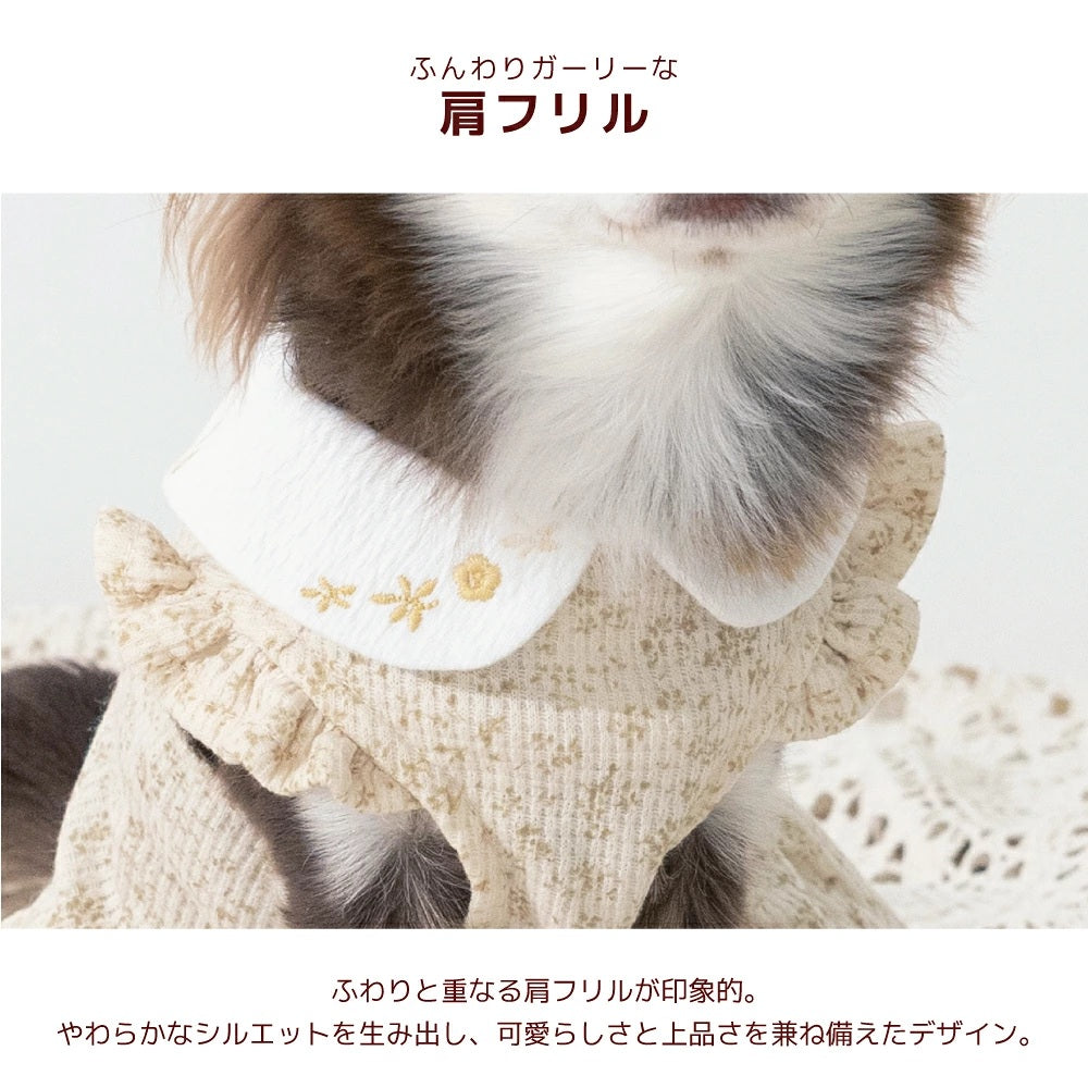 【最大3,000円OFFクーポン＋ポイント2倍】アントゥトゥ Un TouTou 小花柄刺しゅう襟ワンピ ☆9月下旬順次発送☆【小型犬 犬用 ドッグウエア ワンピース スカート ドレス セレブ】